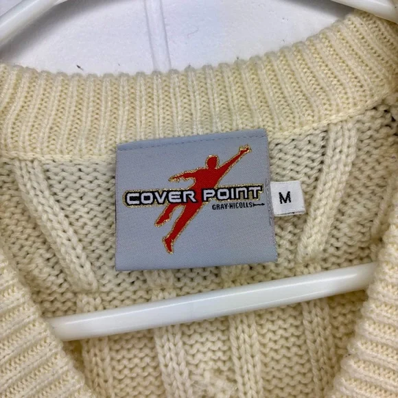 Gray Nicolls Vintage 80's Cricket Cream Green V-Neck Knit Sleeveless Jumper Vest - Picture 4 of 7